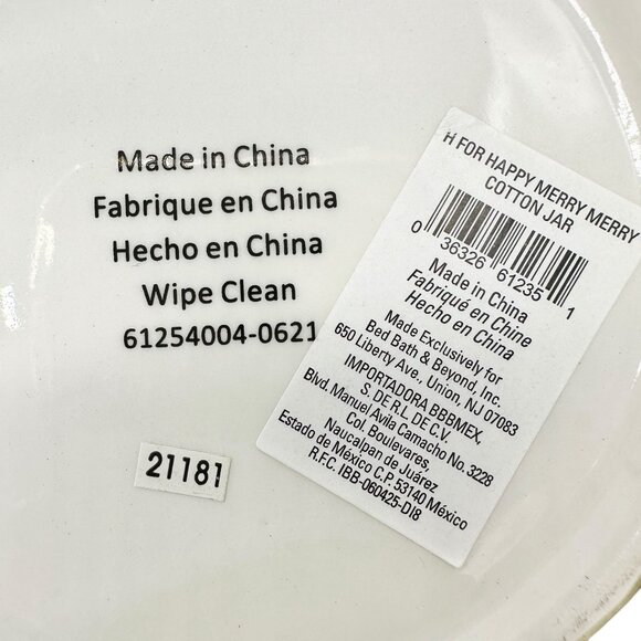 H For Happy Merry Merry Polka Dot Ceramic Serving Set 2 Plates 1 Tray 1 Canister - Picture 4 of 15